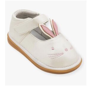 Wee Squeak White Leather Bunny Shoes Size 3M Pearl White Squeaky Sound